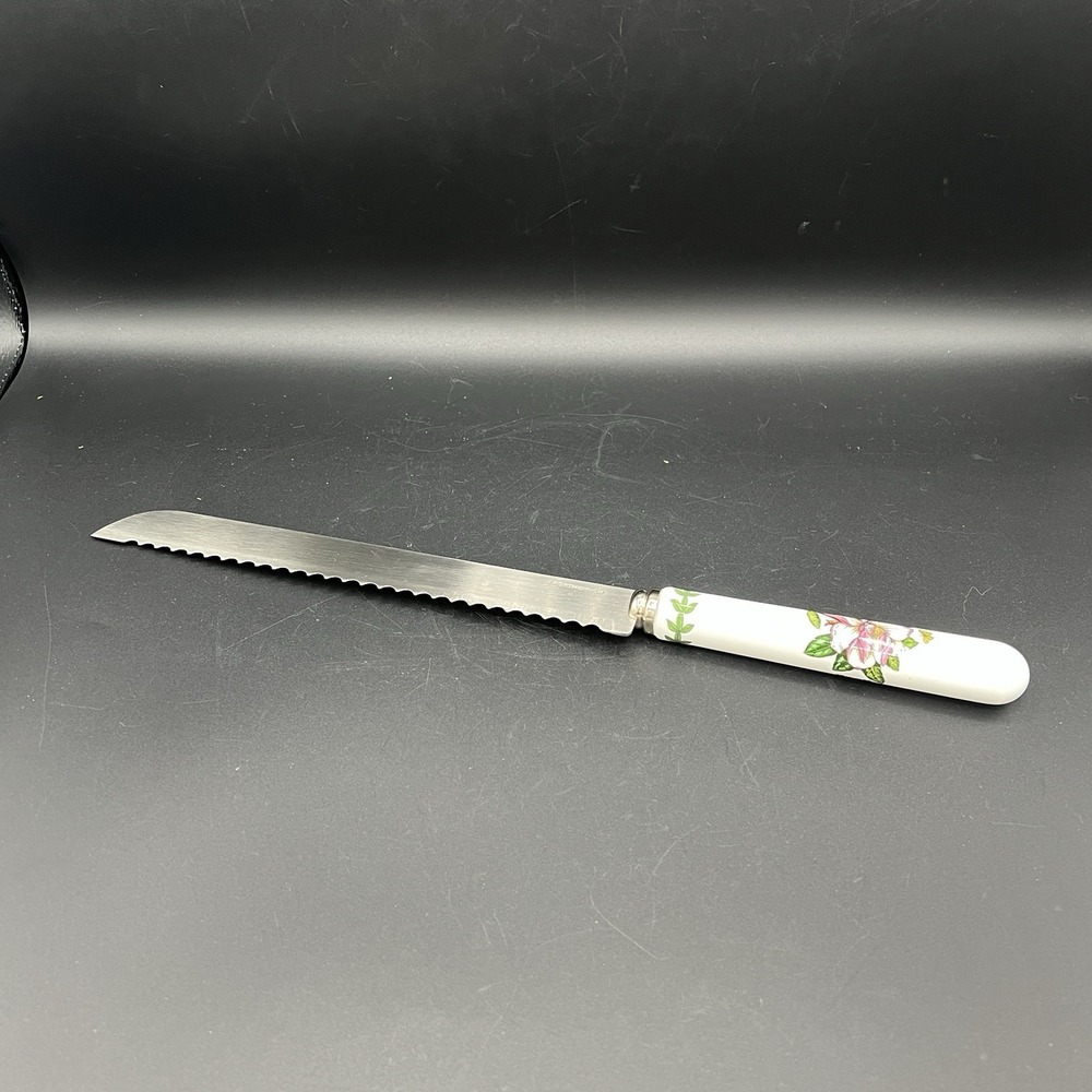 Portmeirion‎ Botanic garden Serrated Bread Knife Floral Design Porcelain Handle